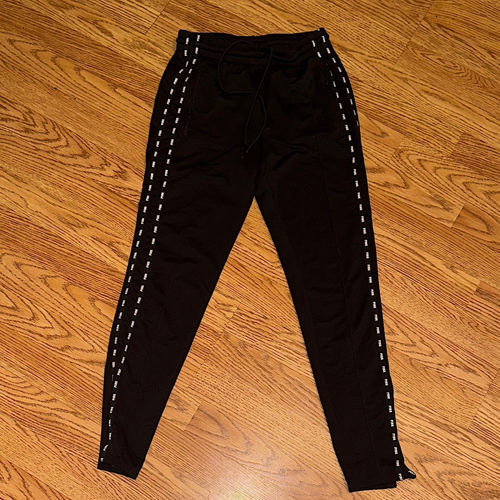 Women’s PINK Active Black Sweatpants/Joggers with White Stripe Detail On Legs